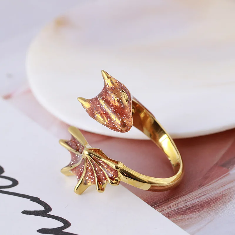 Picture 5: Fashion Enamel Dragon Wings Ring Vintage Animal Adjustable Finger Rings For Women Men Jewelry Gift