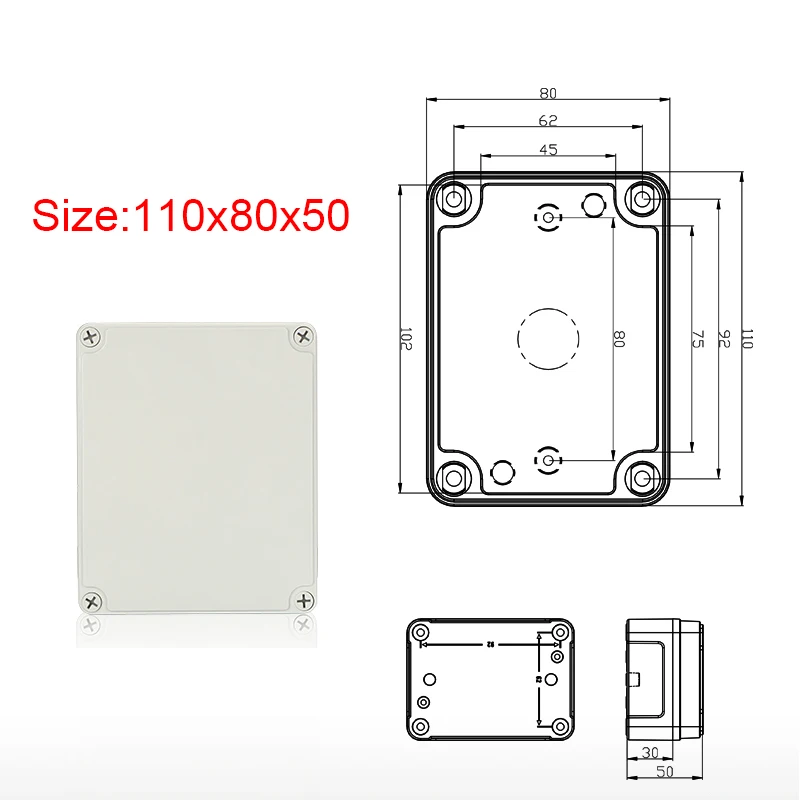 95*65*55 100*100*75 110*80*50 110*80*85 Outdoor Electrical CCTV Enclosure Case ABS Plastic Waterproof  Nylon Junction Box