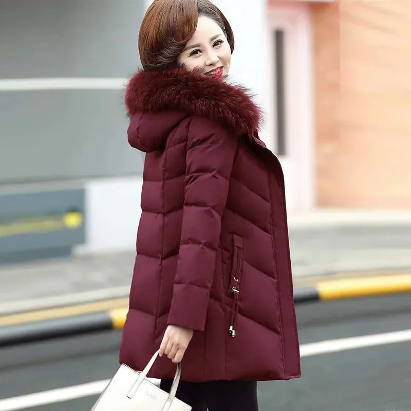 2024 New Winter Jacket Women Parkas Fur Collar Hooded Overcoat Femme Warm Thick Cotton padded Parka Women Coat Outwear