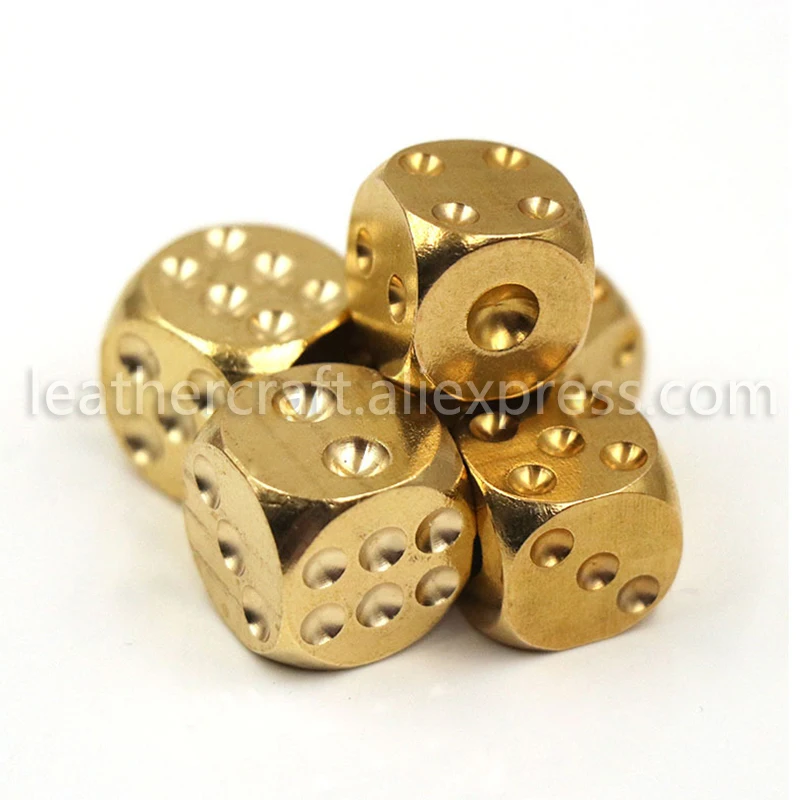 1pcs Solid Brass Bar Games Dice Manual Polishing Six Sided Home Bar Party Supplies 2 Sizes 13mm/ 15mm