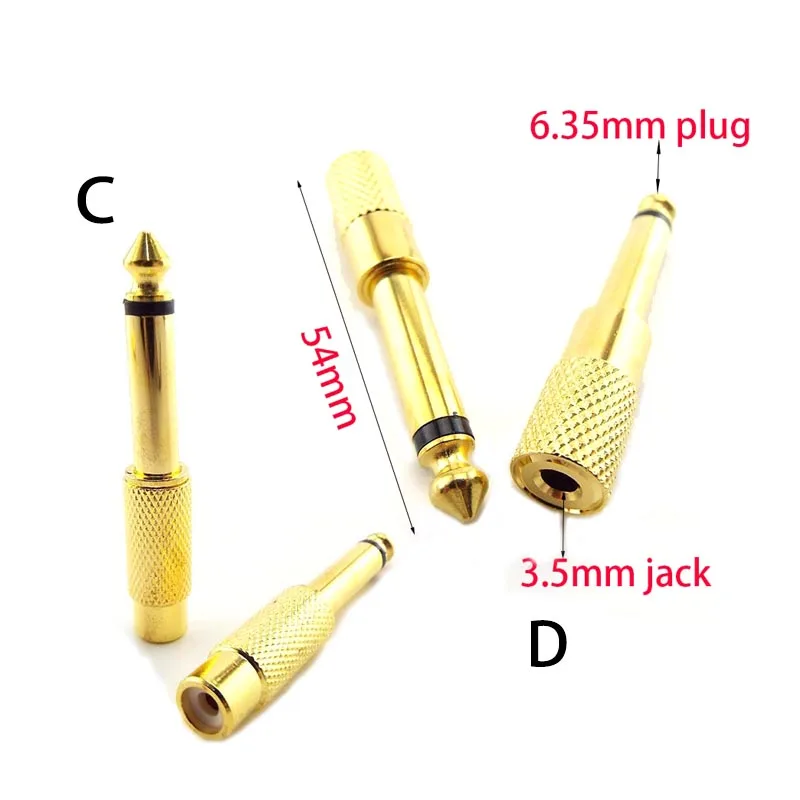 5pcs 6.35mm Plug to 3.5mm Jack Audio Headset Microphone Guitar Adapter 6.5mm Male to 3.5mm Female Converter Aux Cable