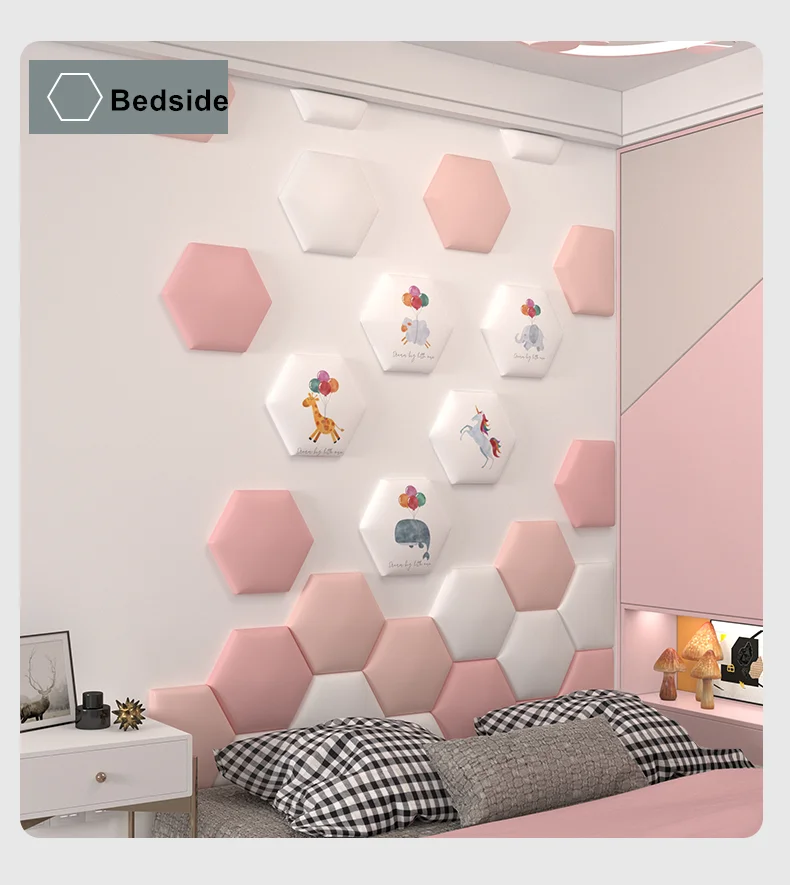 

Household Hexagonal Headboard bed Soft Bag Self-adhesive, 3D Wall Sticker Wall Background Tatami Decorative Painting