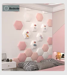 Household Hexagonal Headboard bed Soft Bag Self-adhesive, 3D Wall Sticker Wall Background Tatami Decorative Painting