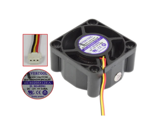 

EverCool EC4020M12EA DC 12V 0.08A 40x40x20mm 3-Wire Server Cooling Fan