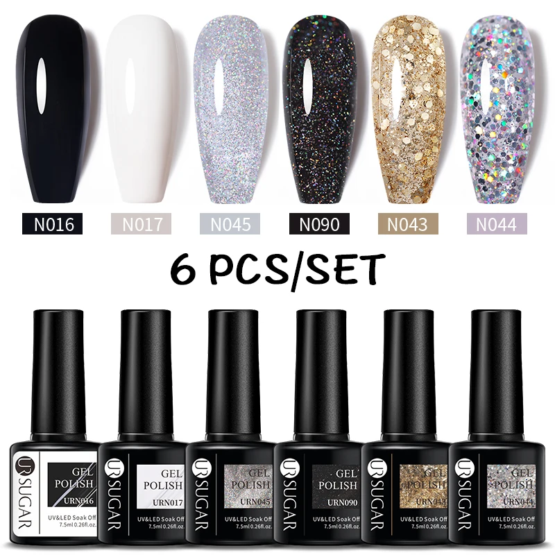 UR SUGAR 6pcs/set Gel Nail Polish Kits Spring Popular Color Semi Permanent Soak Off UV LED Nail Art Gels Nail Varnish Set