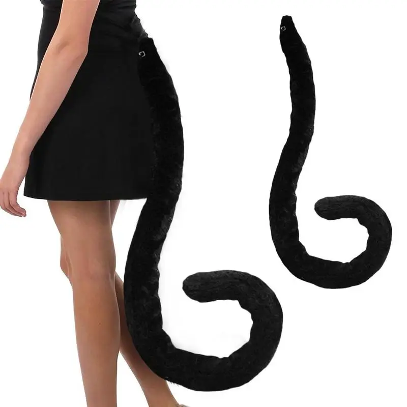 1pc Cosplay Cat Tail Toy Black/White Cat Girl Plush Tail Fox Tail Halloween Cosplay Party Costume Housekeeper Dressing Up