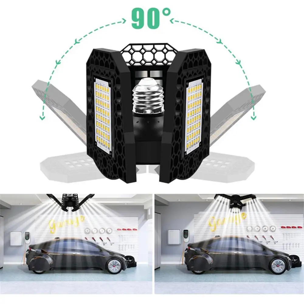 E27 LED Garage Light 80W 60W 40W Industrial Lamp Super Bright Deformable Indoor LED High Bay Workshop Warehouse Lights