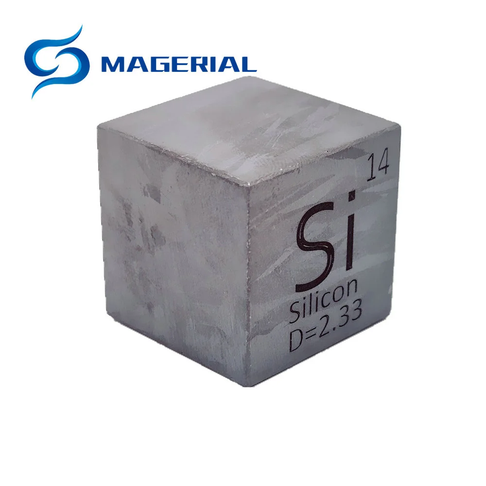 Cube en silicium de 25.4mm Si, purification à la cible, haute pureté, Collection d'éléments en cristal, Science, densité de 1 pouce