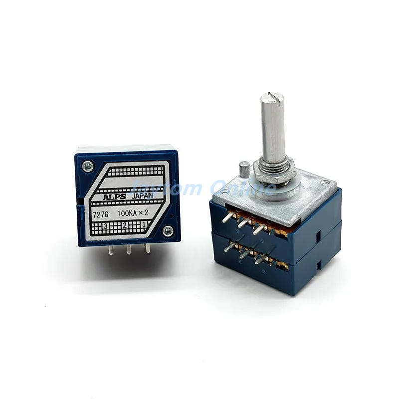 Double Volume Potentiometer ALPS RK27 10KA 20KA 50KA 100KA 250KAx2 Dual Unit 6Pins Round Handle Rotary Switch