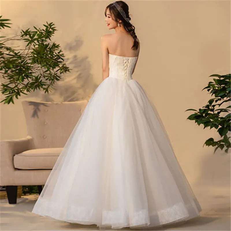 платье New Style Sexy Strapless Light Wedding Dress свадебное платье Vestido De Novia Bride To Be MF0164