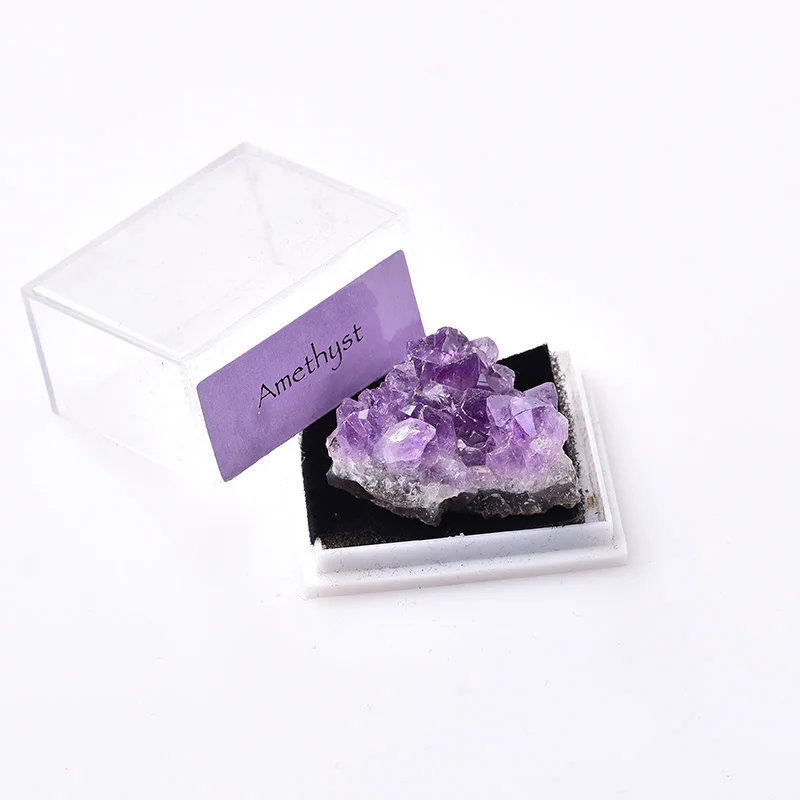 A Box Of Natural Ore Small Pieces Amethyst Cluster Quartz Or Colorful Silicon Carbide Mineral Crystals Healing Reiki Stone Gifts