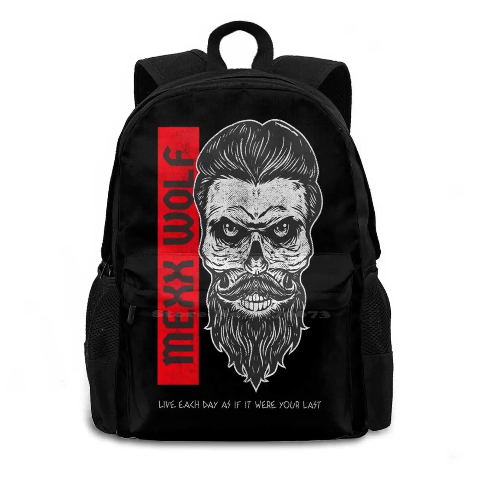 Mexxwolf Skeleton Head School Bags For Teenage Girls Laptop Travel Bags Wolf Skull Cool Beard Barber