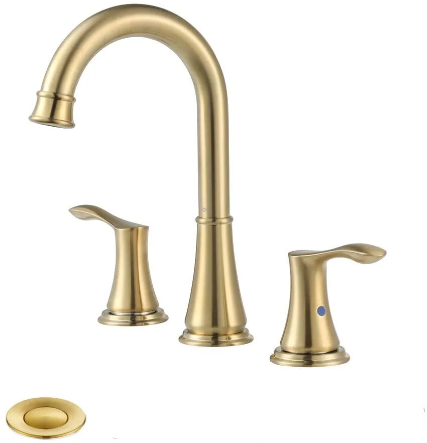 

Three holes two handles bathroom sink faucet cold hot water basin mixer faucet Brushed gold/Black/Brushed/ORB High quality tap