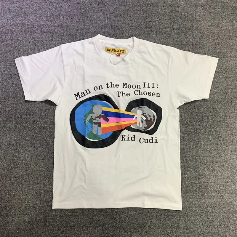 Foaming Printing CPFM x Kid Cudi Man On The Moon III Tee Men Women 1:1 High-quality Black White Streetwear T-shirts New