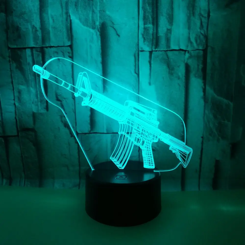 3D LED Night Light Gun with 7 Colors Light for Home Decoration Lamp Amazing Visualization Optical Illusion Awesome