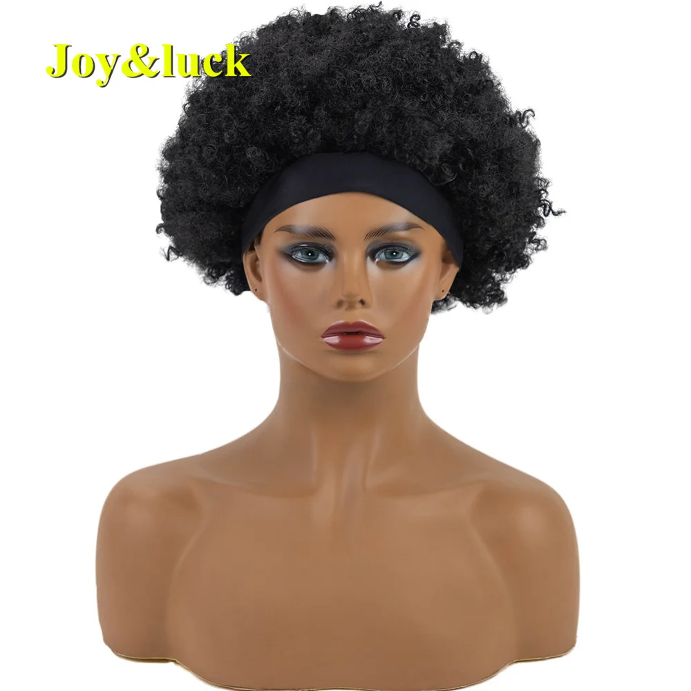 

Headband Wig Synthetic Afro Kinky Curly Black Flat Hair Band Short Curly Wigs For African Women Daily Use