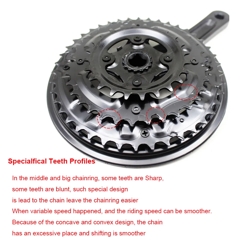 7/8/9 Speed Mountain Bike Crankset 24T 34T 42T Bicycle Crank Set 170mm Aluminum Alloy Crank Diamond Hole Sprocket Chainwheel