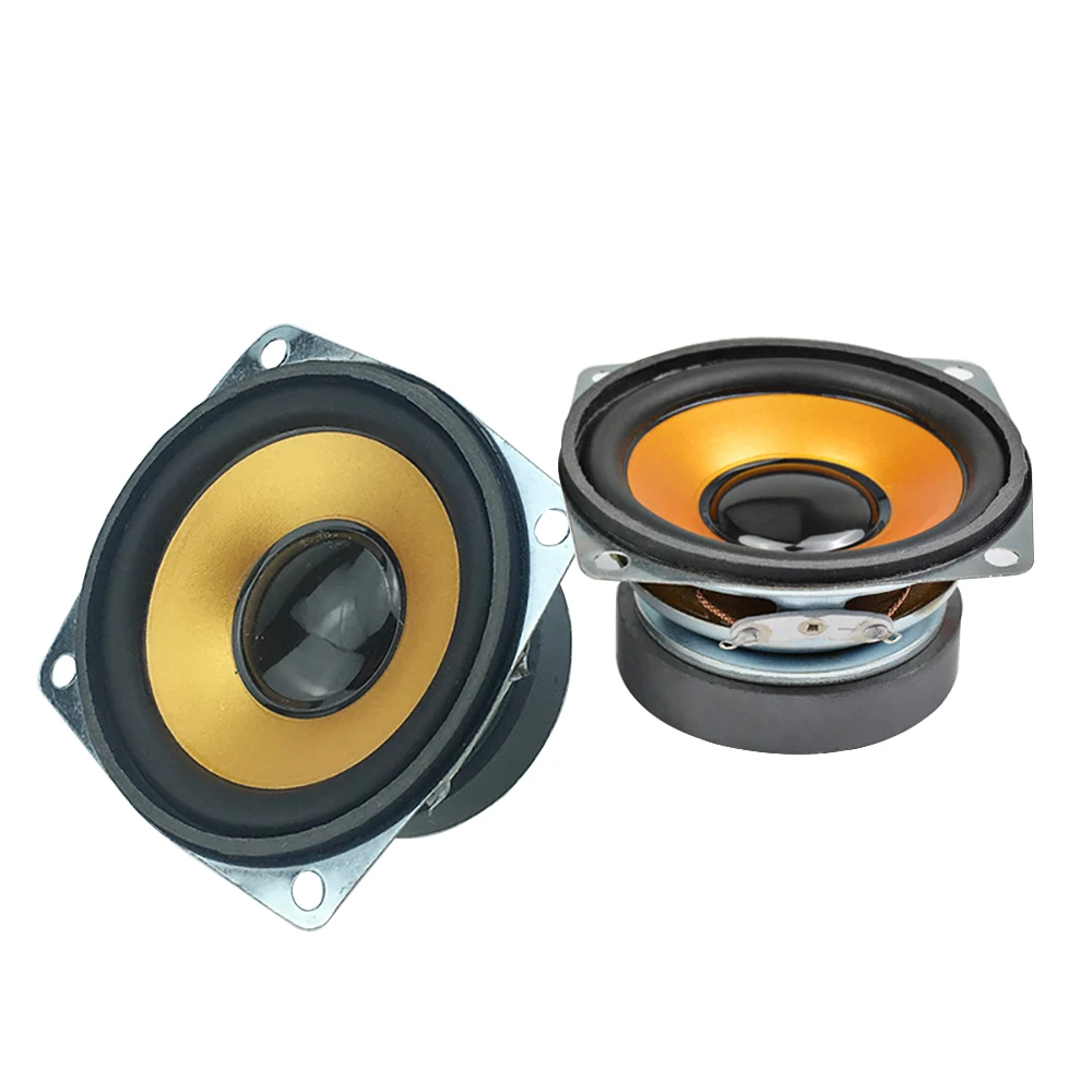 2PCS 4 Ohm 2.5Inch Audio Woofer Speaker 65MM Full Range Rubber Edge Orange Basin Square Loudspeaker DIY Home Theater Sound Speak