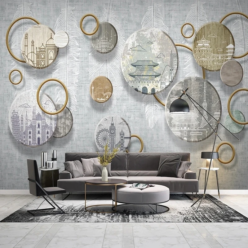 Custom Nordic Modern 3D Solid Geometric Buildings Wallpaper Mural Living Room Besroom TV Background Wall Home Decor Fresco обои