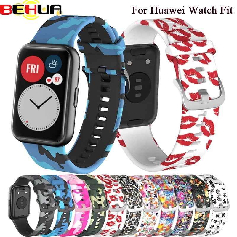 BEHUA Bunte Silikon Correa Strap Für Huawei Uhr Fit Original SmartWatch Band Zubehör Handgelenk Armband mit Werkzeug Einfach Fit