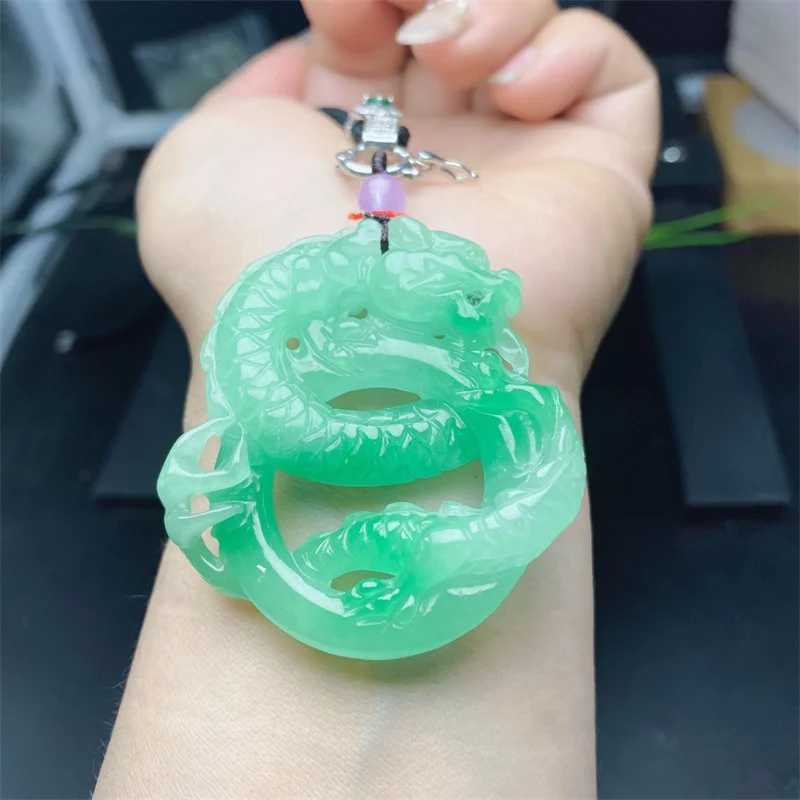Gorący sprzedawanie naturalne ręcznie rzeźbione Jade zodiaku smoczy naszyjnik wisiorek biżuteria akcesoria mężczyźni kobiety szczęście Gifts1