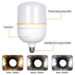SH 135W 2 색 온도 사진 소프트박스 LED 조명 전구, 사진 비디오 스튜디오용 E27 베이스, 고휘도