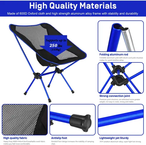 Imagen 2 del producto Silla plegable ultraligera desmontable, portátil, ligera, asiento plegable extendido, pesca, Camping, hogar, barbacoa, jardín, senderismo