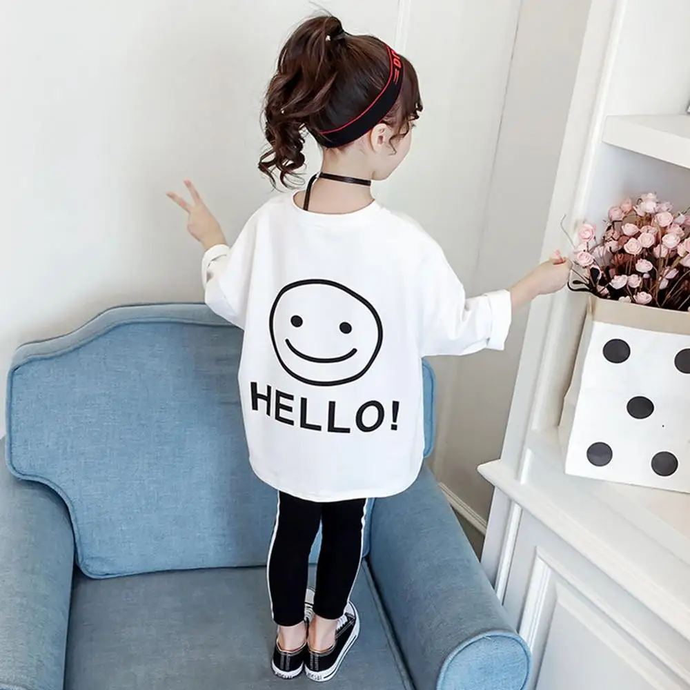 Toddler Kids Full T-shirts Girls Leatter Casual Tops Koszulka Teenage Big Girls White T Shirt Children\'s Clothes Tee 8 6 10 12