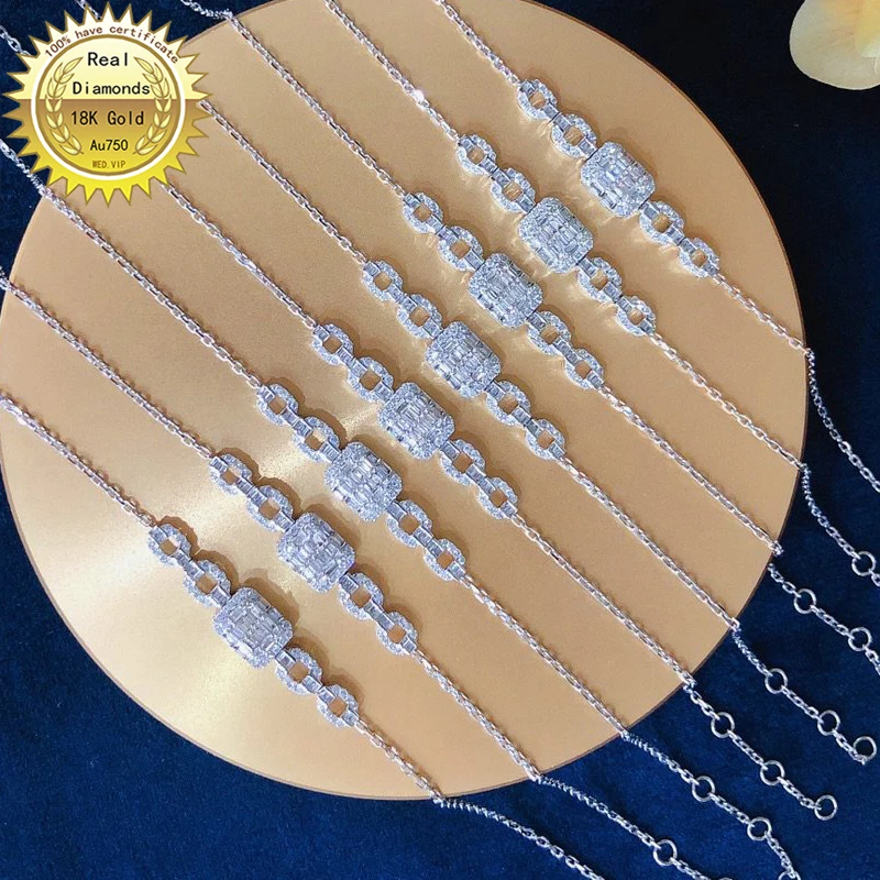 

Real 18K gold Bracelet natura 0.5ct diamonds Bracelet B-RA0012