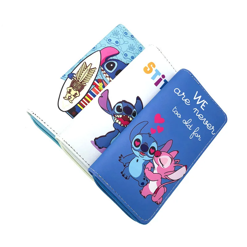 Disney Lilo & Stitch Long Wallets For Women Female Pouch Handbag Coin Purse Card Holders Clutch Anime Stitch PU Leather Purse