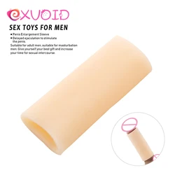 EXVOID Penis Extender Enlarger Delay Ejaculation Vagina Stimulate Silicone Penis Sleeve Enlargement Sex Toys For Men