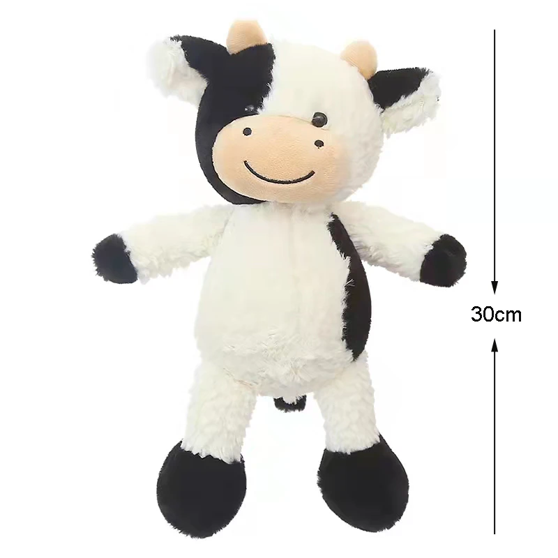 Peluche de vaca blanca y negra suave para niños, muñeco de vaca de dibujos animados, juguete de apaciguar, almohada de siesta linda, regalos para bebés, 30cm