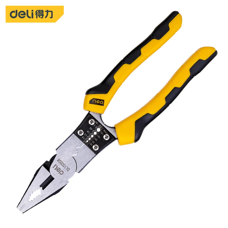 

deli CR-V Multitool Pliers Crimping Tool Wire Stripper Cable Cutter Crimper Long Nose Plier For Electricians Hand Tools Nipper