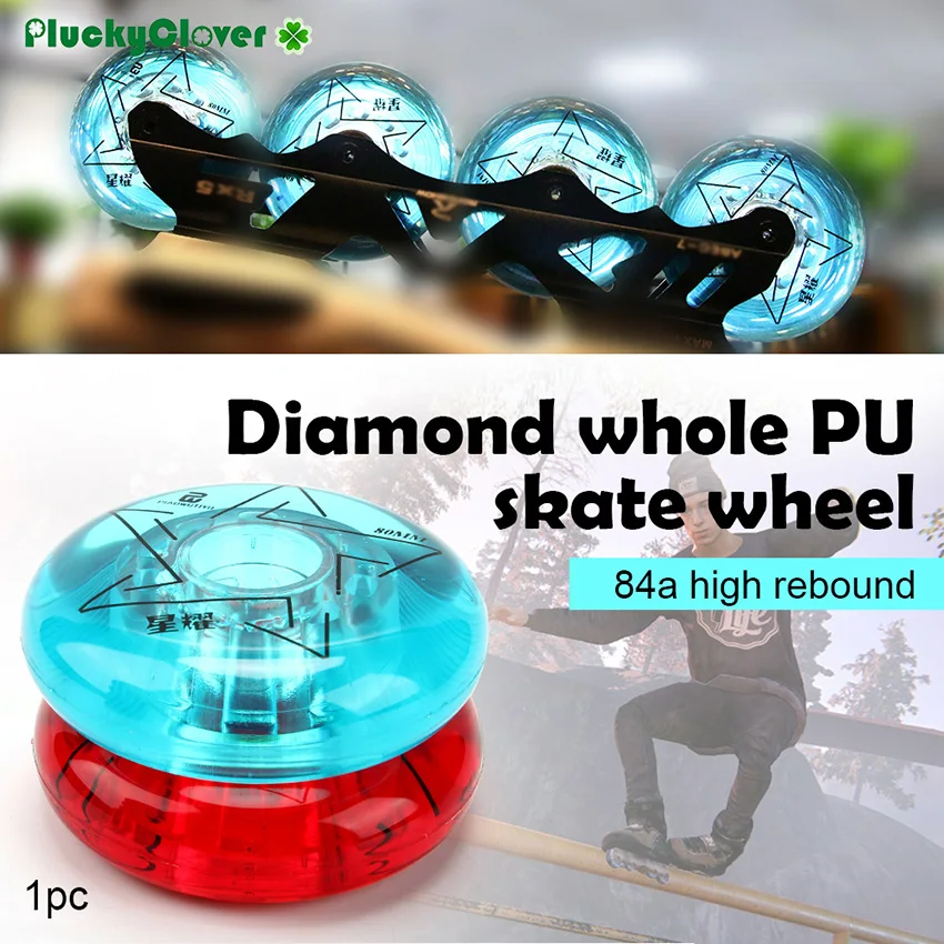 Patines de ruedas con diamantes azules y rojos, rueda de 72mm, 76mm, 80mm, PU completo 84a, rueda de patín en línea Slalom de alto rebote, patín deslizante, 1 ud.