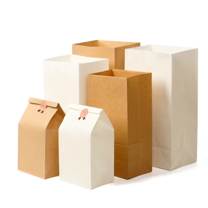 50pcs Kraft Paper Bags Food Tea Small Gift Bag Sandwich Bread Bags Party Wedding Supplies Wrapping Gift Bags Take Out Eco Bags