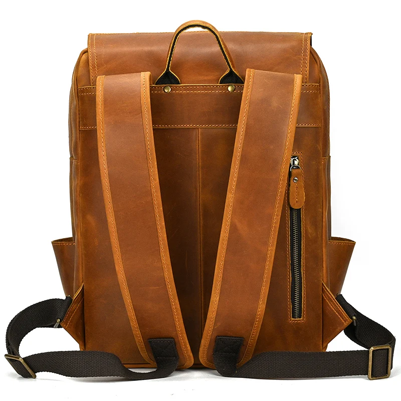 Vintage Fashion Leather Backpack Real Cowskin Backpacks Crazy Horse Leather Daypacks Men Male Leather Bag