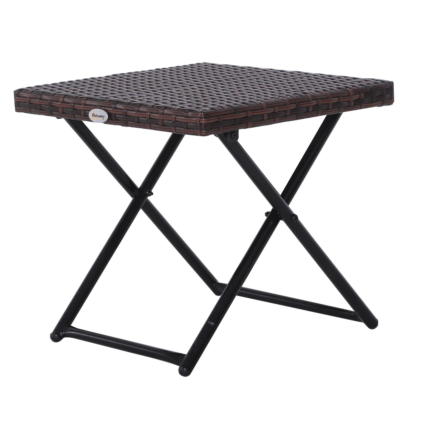 Outsunny folding table for garden terrace rattan and stainless steel Patio with cross legs 40x40x40 cm