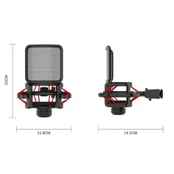 Microphone Shock Mount With Pop Filter, Universal Shock Mount For 21-62mm Diameter Mic Anti-Vibration Integrated Pop Shield