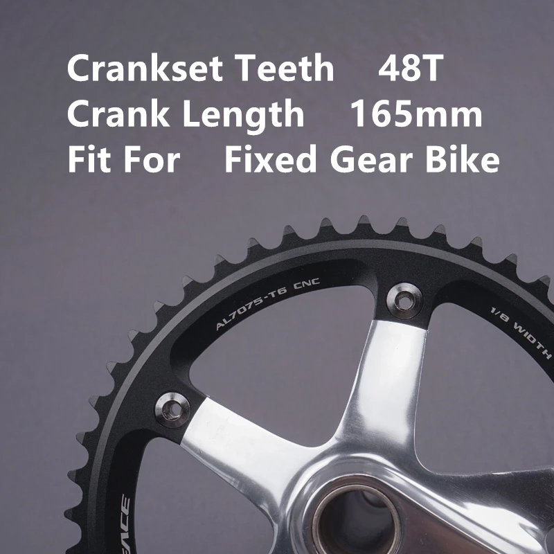 SKEACE Crankset Alumniun Alloy 48T Chainwheel Crank Length 165mm BCD 144mm Single Speed Including BB Fixed Gear Bike Parts