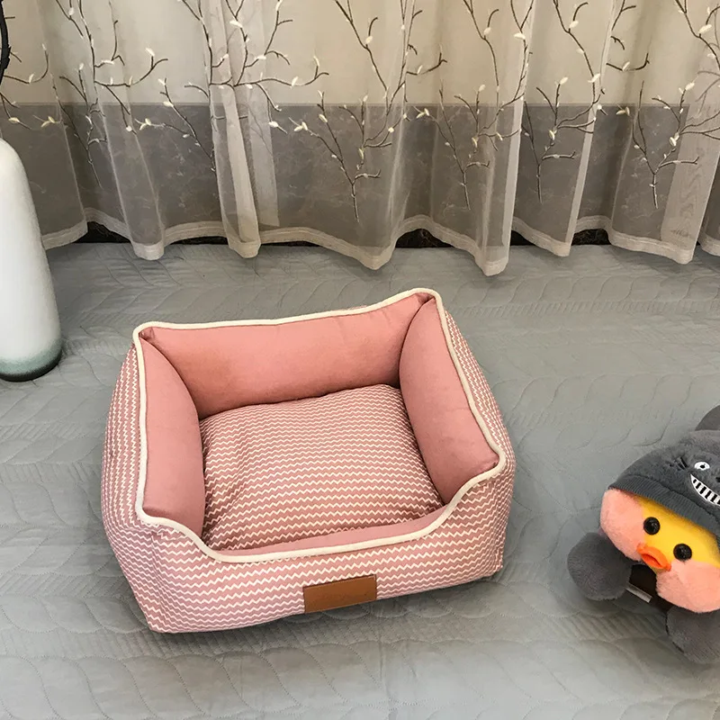 Soft Pet Linen Kennel Cat Dog House Bed Puppy Detachable Mat Winter Warm Dog Nest Sofa Dog Cushion Sleeping Bag Pet Supplies