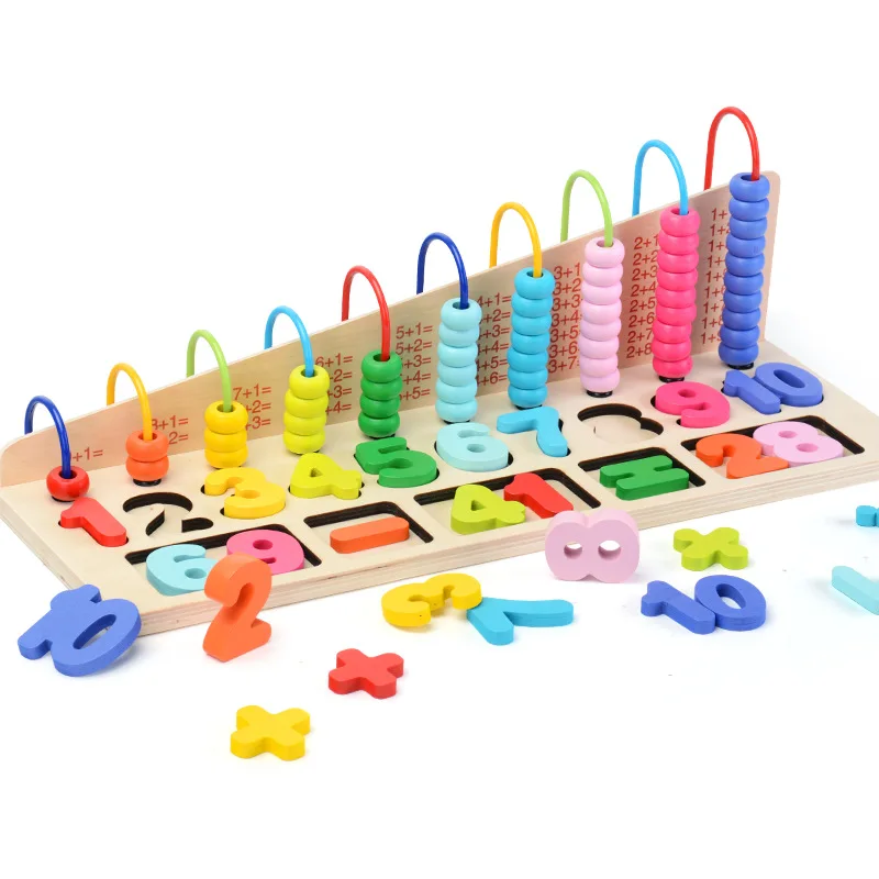 Montessori Kids Early Education Wooden Props Abacus Counting Calculating Beads Math Toys Teaching Learn Educational Toys