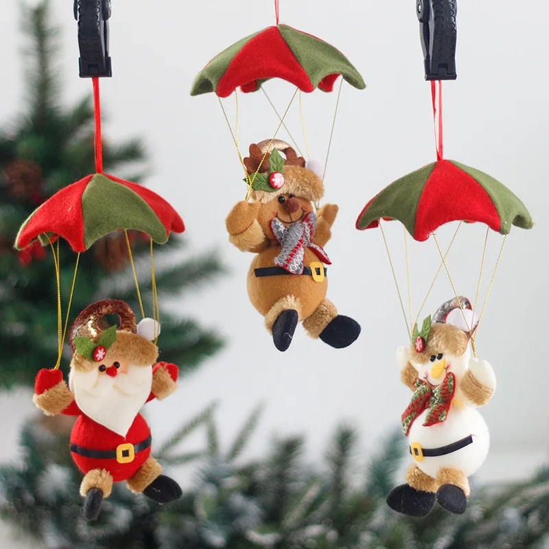 Parachute Santa Claus Snowman Doll Oranments Christmas Tree Hanging Pendants Merry Christmas Decor For Home Kids Noel Gifts NEW