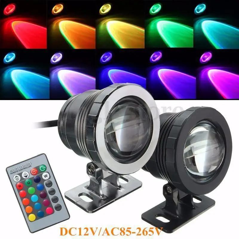 

10W RGB LED underwater light colorful remote control underwater light park square landscape light 12V IP67