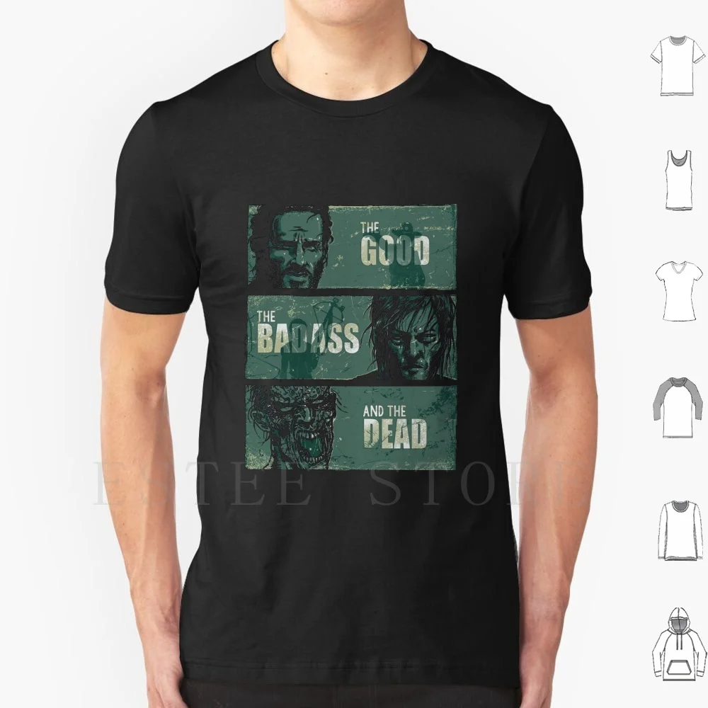 El Bueno, El Malo y El Muerto! Camiseta con estampado de algodón The Walking Dead Twd Walking Dead Good Badass Zombie Zombi Daryl
