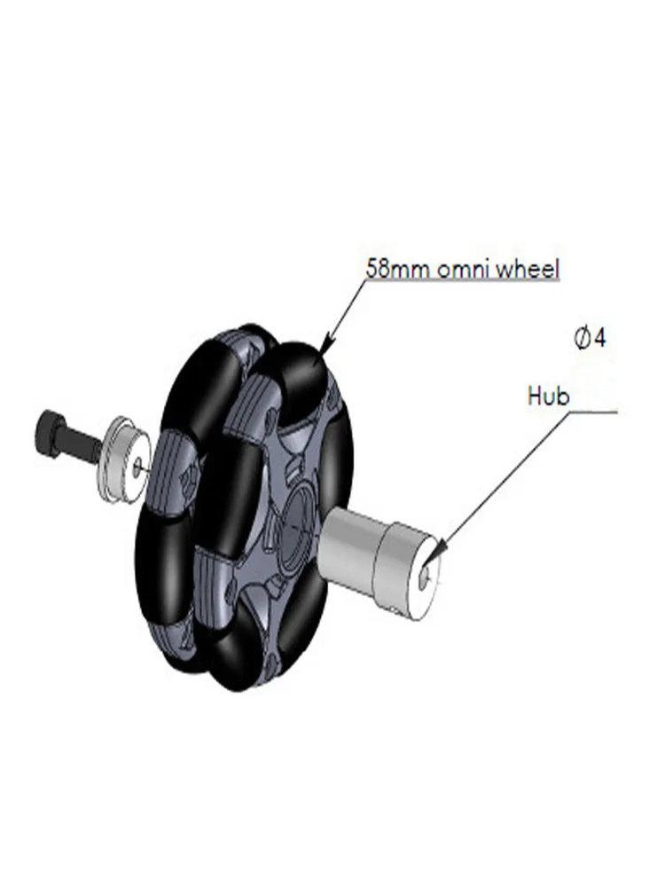 58mm Nylon Omni Wheel for ROS Platform Robot Smart Car NXT Universal Wheel Equipped With 4mm Coupling