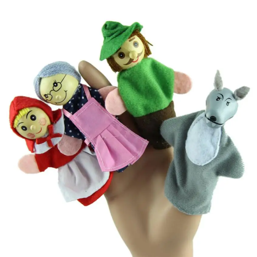 

4PCS Finger Puppets Story Little Red Riding Hood Christmas Gifts Baby Toy Puzzle Early Education Earent-Child Toy