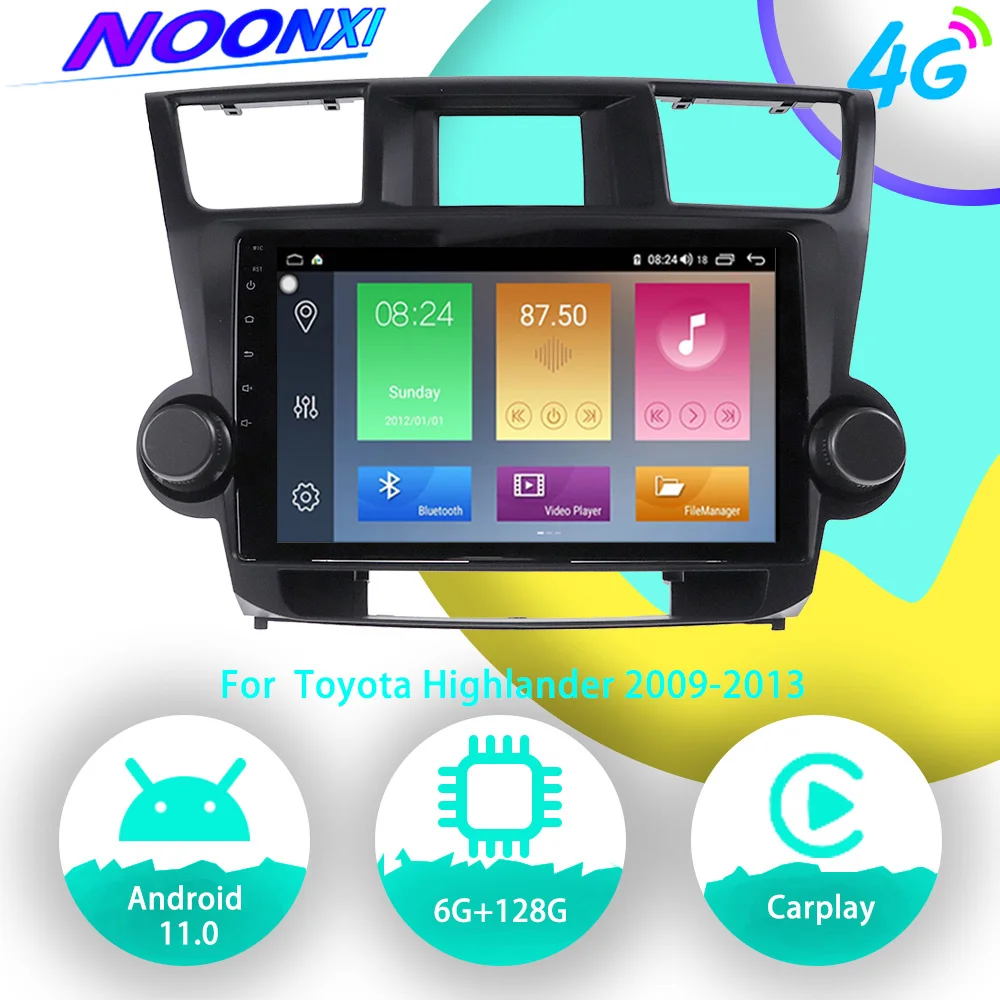 

128G Android 11 For Toyota Highlander 2009 2010-2013 Car Radio Stereo Multimedia Video Player GPS Navigation DVD 2 Din Head Unit