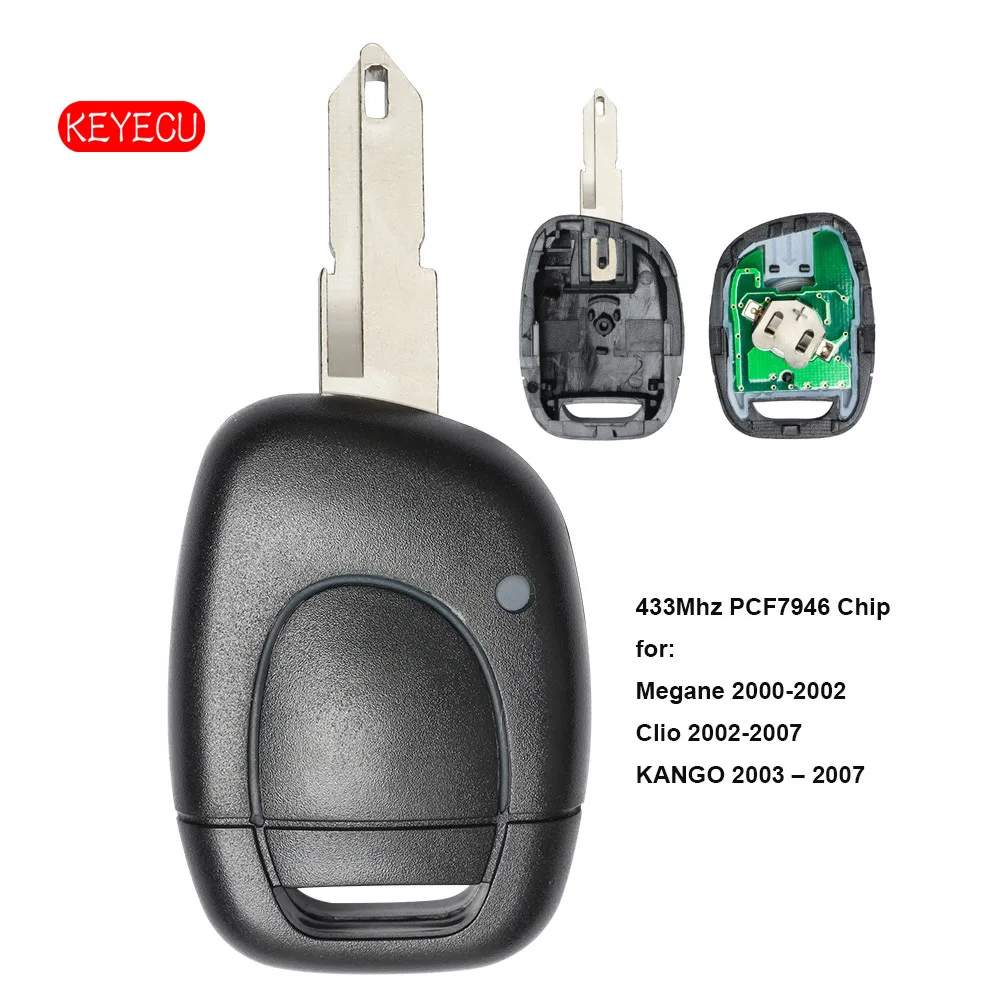 

Keyecu Remote Key Keyless 433Mhz PCF7946 Chip Fob 1 Button for Renault Twingo Clio Master KANGO