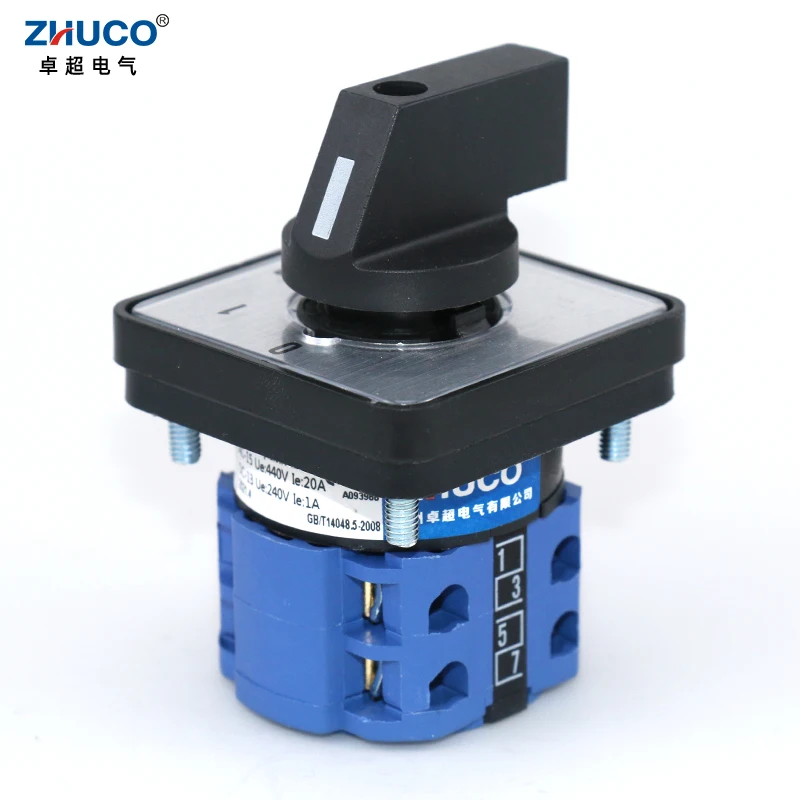 ZHUCO SZW26/LW26-20 20A 64X64 Mm 48X48 Mm 0-1-2-3 Two Pole Four Position Power Knob Selection Universal Changeover Cam Switch