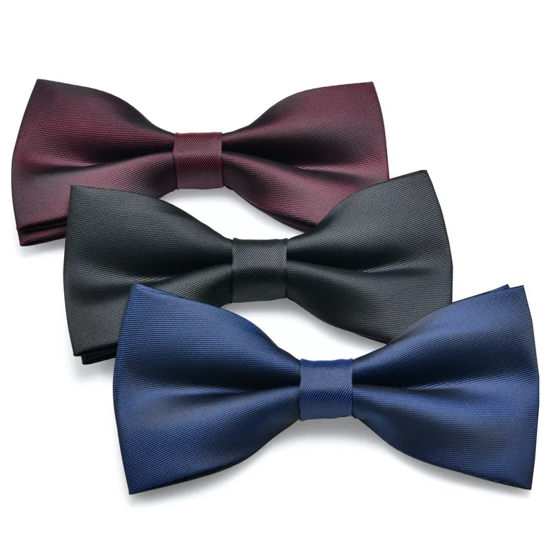 Tie men's double-layer monochromatic plain bow tie flat head type solid color series matte fabric bow manufacturers supply